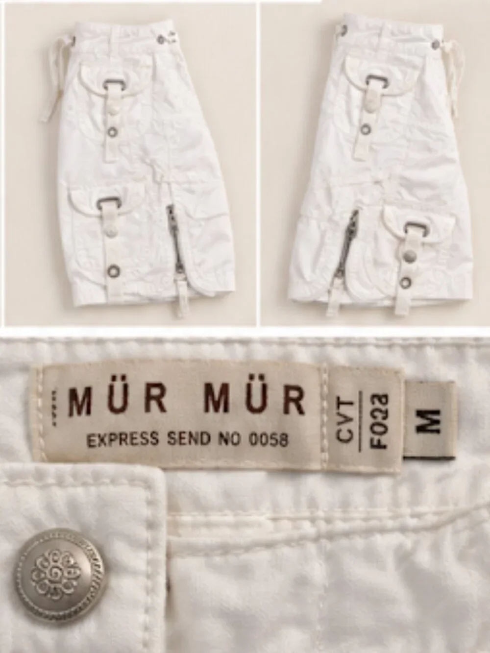 Anthropologie MÜRMÜR White Cargo Bermuda Shorts Size M Utility Y2K